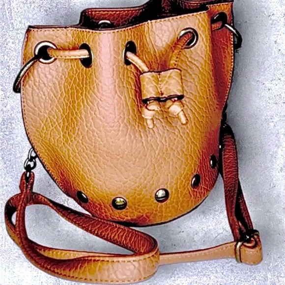 Jessica Simpson Janis Mini BUCKET Bag, Cognac, NWT - Picture 9 of 14